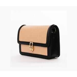 Jules Kae Mia Bag Beige Black Vegan Leather Crossbody Lizard Embossed NIP
